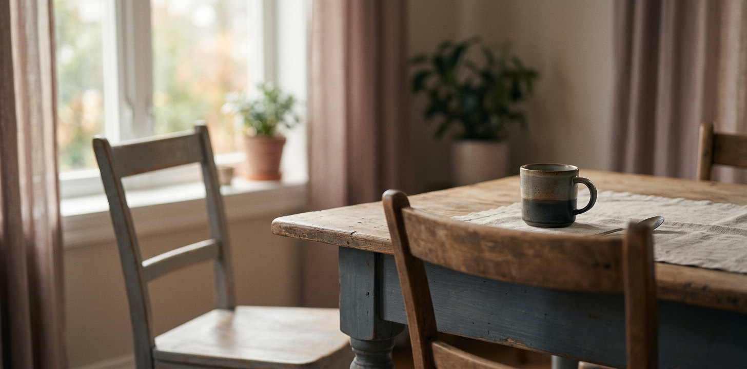 Пустые стулья за кухонным столом